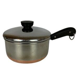 Revere Ware 1.5qt Copper Clad Stainless Steel Saucepan Lid Riverside CA Pre 1968